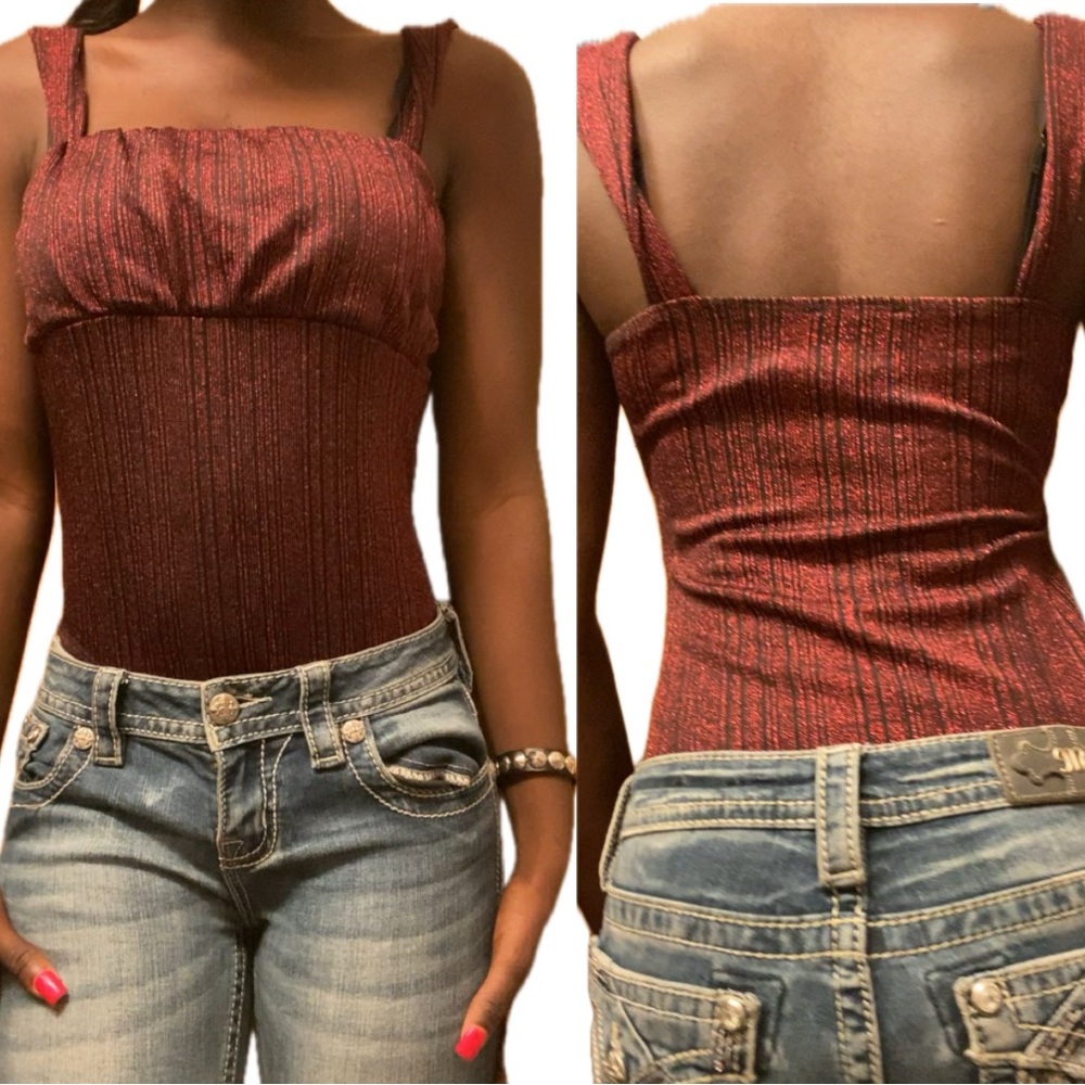 Lavender Moon Red Sparkle Striped Bodysuit
